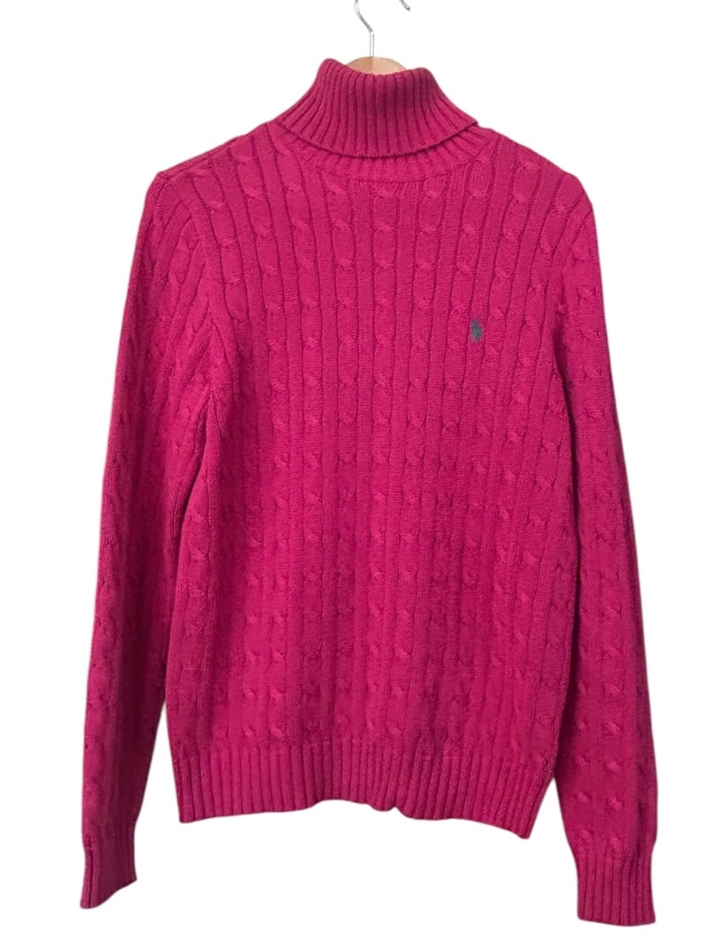 Ralph Lauren Sport Vintage Cable Knit Pink Turtleneck Women's XL - Picture 2 of 16